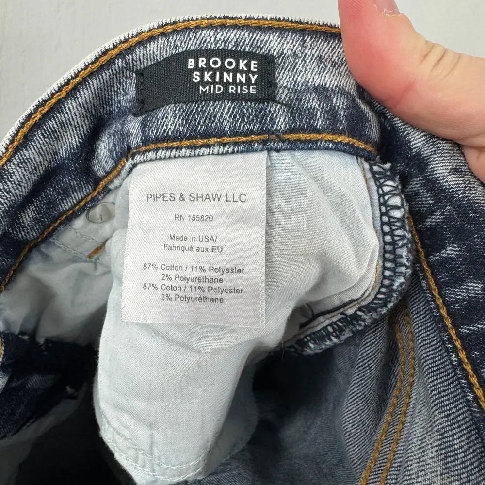 Veronica Beard Brooke Skinny Jeans Acid Wash Mid Rise 26 / 2 Made in USA